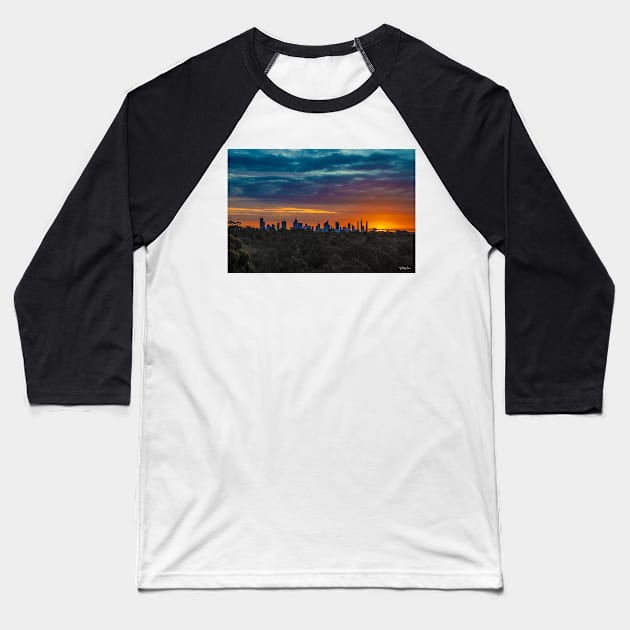 Melbourne sunset from Yarra Boulevard Baseball T-Shirt by VickiWalsh